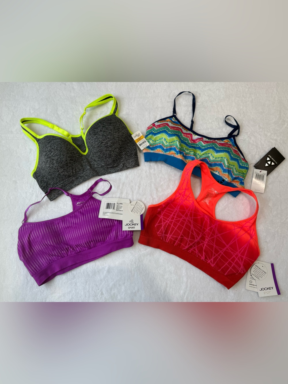Bundle NWT 4 XL Women’s Jockey Sports Exercise Bras -Purple, Orange, Gray Tops - Picture 11 of 11